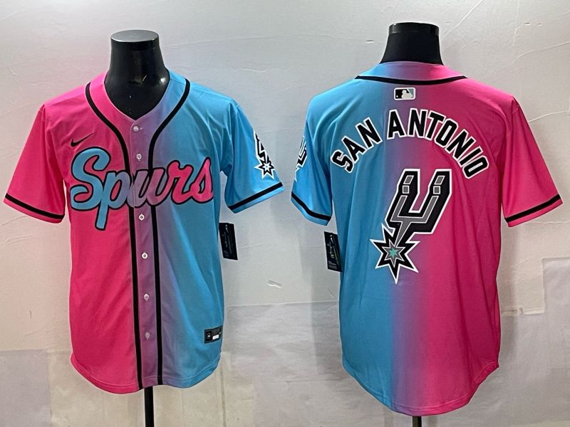 Men San Antonio Spurs Blank Pink blue Nike 2025 NBA Jersey style 2